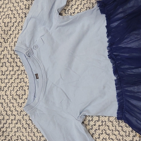 Tea Collection Blue Long Sleeve Top with Tulle Detail Size 18-24M - Picture 2 of 5